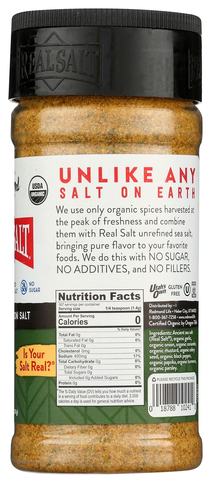 Real Salt Redmond Organic Season 8.25 Oz 1 Pack