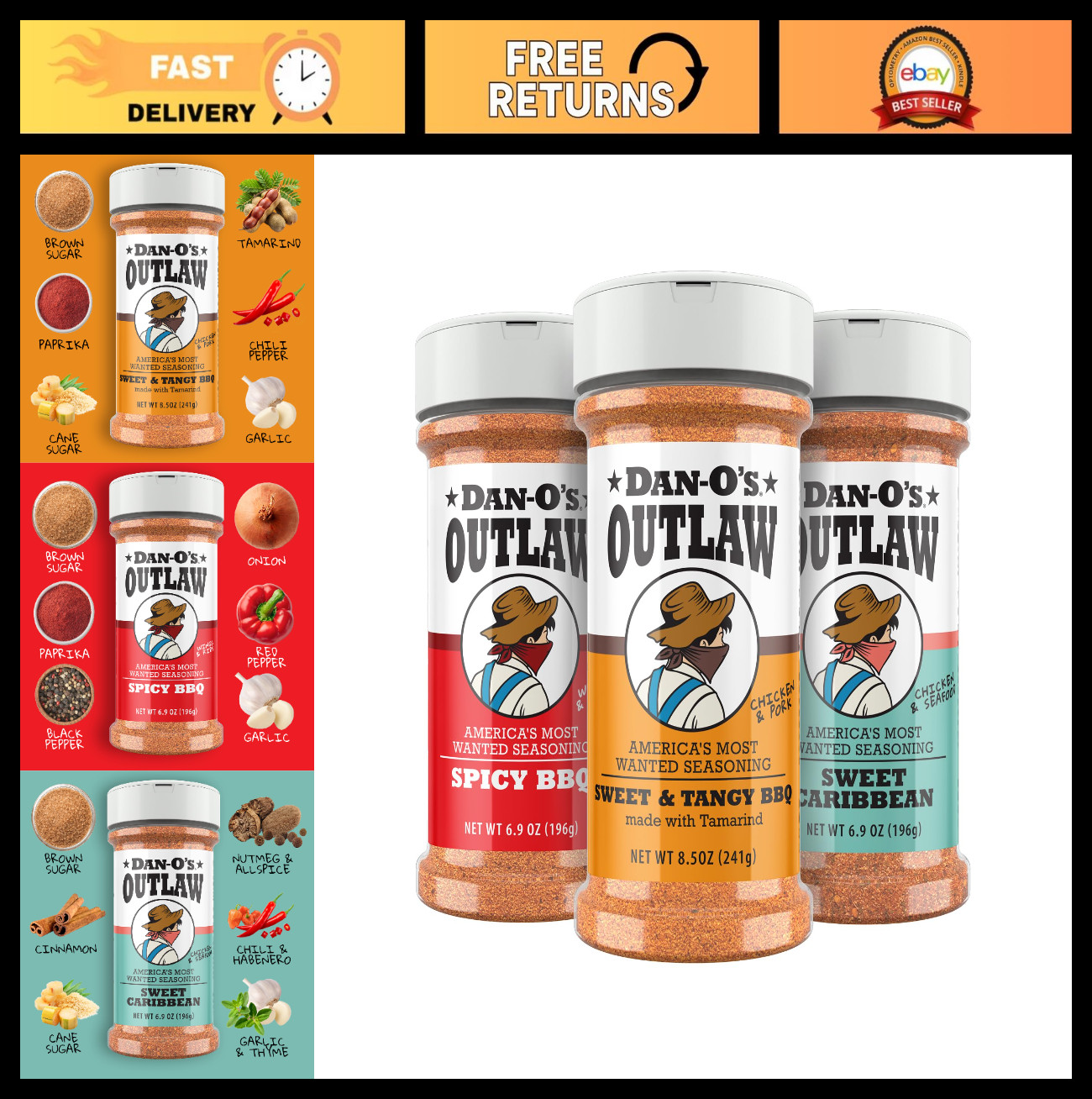 BBQ Seasoning Variety Pack – 3 Bottle Combo – Sweet & Tangy, Spicy Caribbean Rub