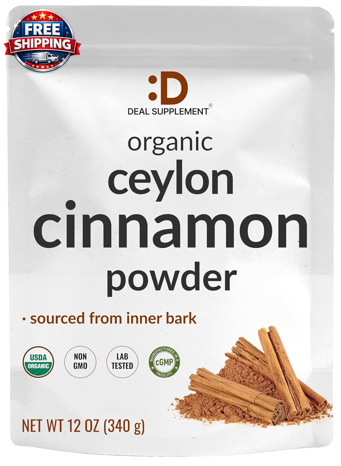 Organic Ceylon Cinnamon Powder, 12 Oz | Sri Lanka Source | Fine Ground True Ceyl