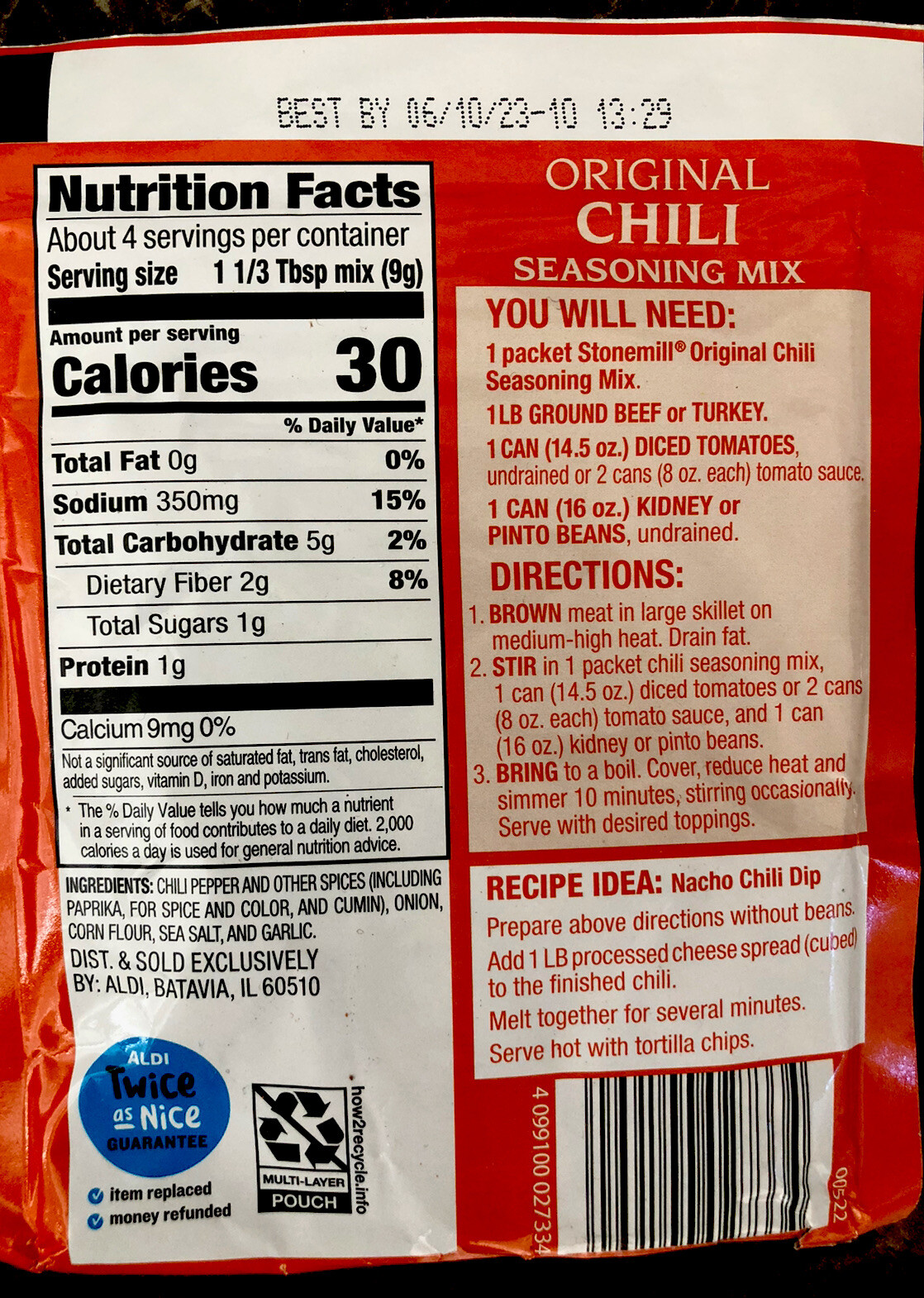 (3 PACKS)ORIGINAL STONEMILL CHILI SEASONING MIX 1.25 Oz BB 06/2O25