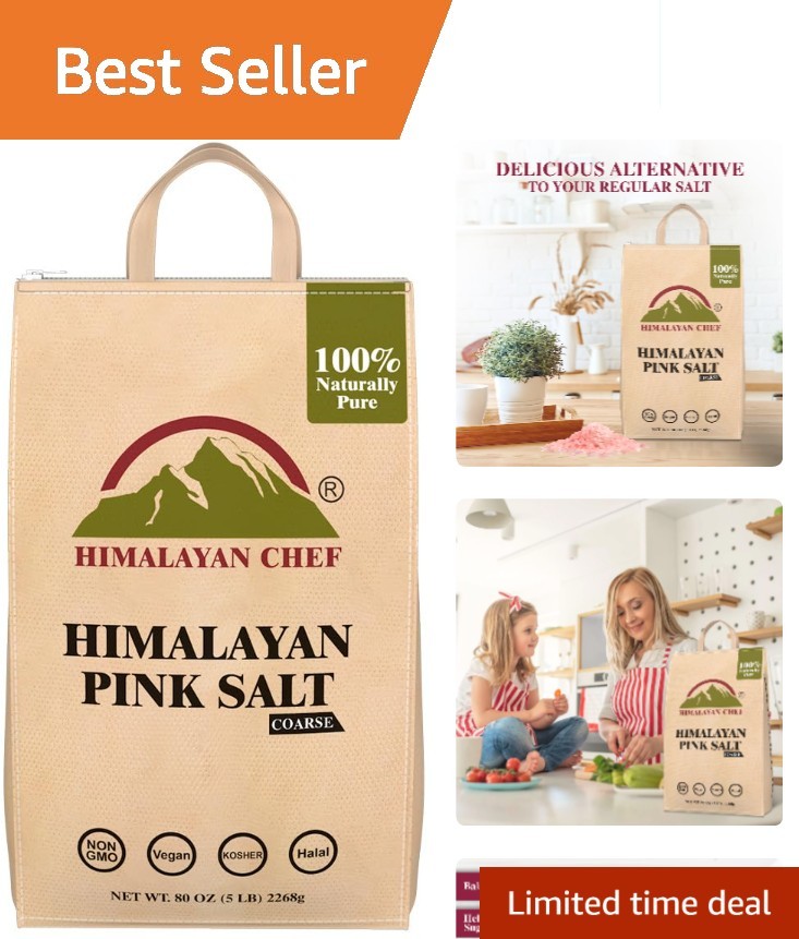 Himalayan Pink Salt 5 lbs Bulk Bag – 100% Natural, Coarse Grain | 84 Minerals