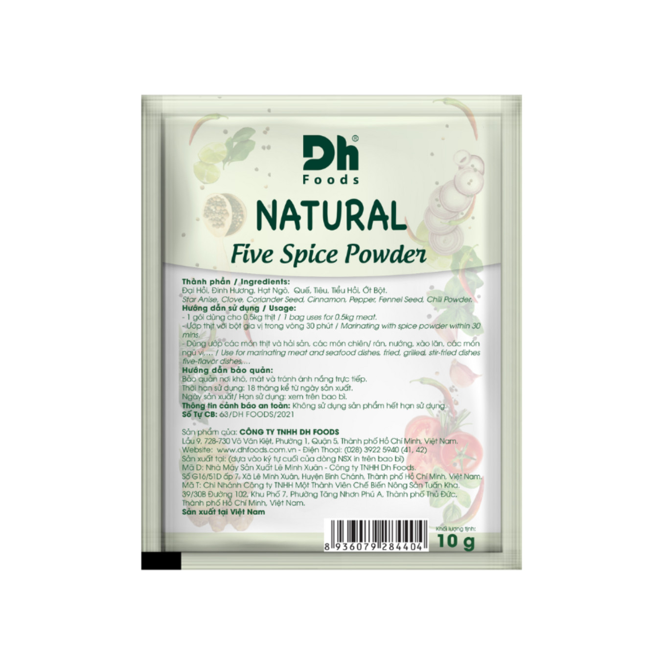 Vietnamese DH Food NATURAL Five-Spice Powder Seasoning Pack of 10g