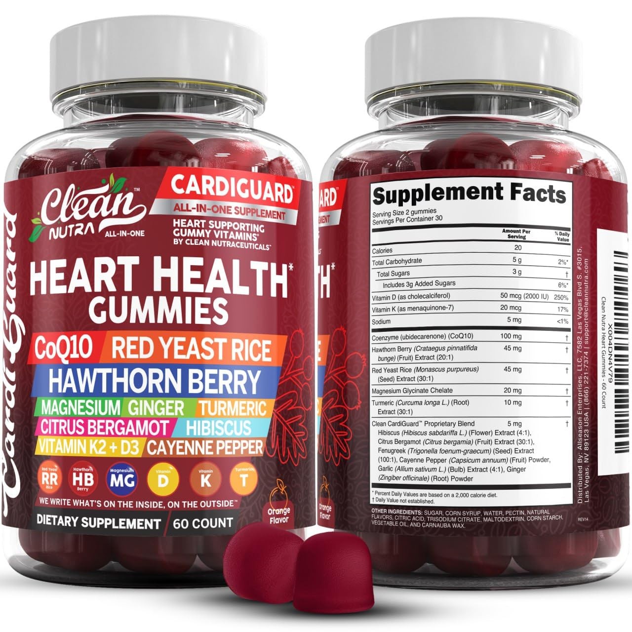 Clean Nutraceuticals Coq10 Gummies | Red Yeast Rice 60 Count (Pack of 1),