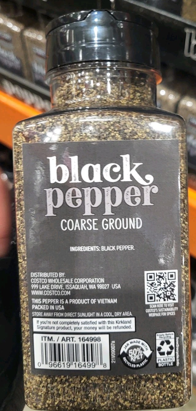 Kirkland Signature Coarse Ground Black Pepper 12.7 oz Premium Seasoning Spice