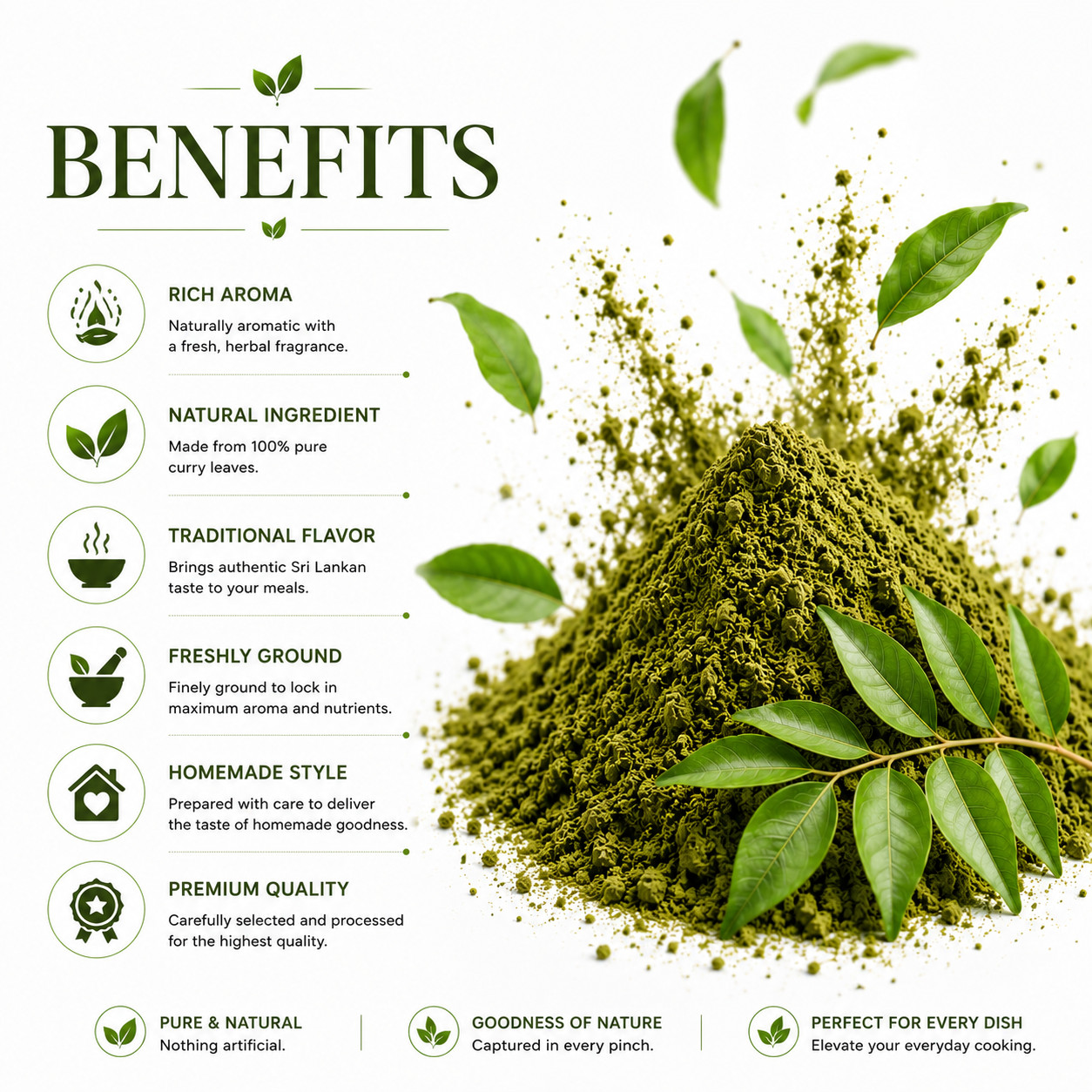 Ceylon Curry Leaves Powder Premium Sri Lankan Herb Natural Seasoning Mix