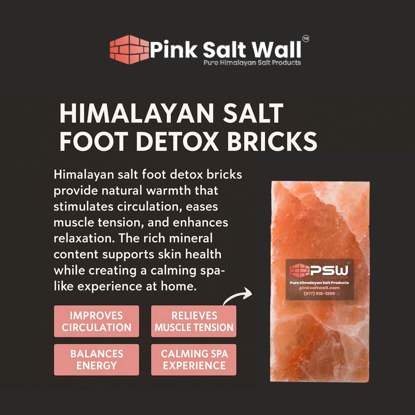 Himalayan Pink Salt Foot Therapy Blocks – Organic Spa Detox Anti-Bacterial