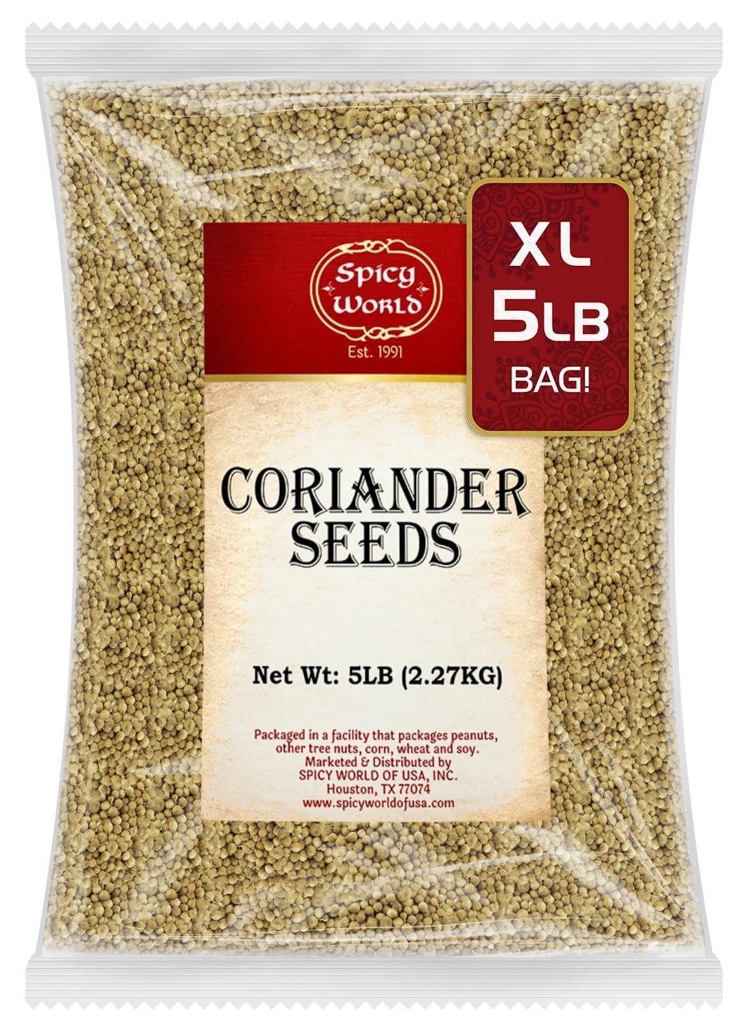 Spicy World Coriander Seeds 5 Pounds Bulk – Pure Indian Spice