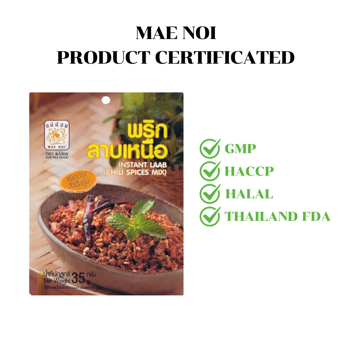6 x MAENOI Instant LAAB Thai Northern Cuisine Chili Spices Mix Thai Food 35g