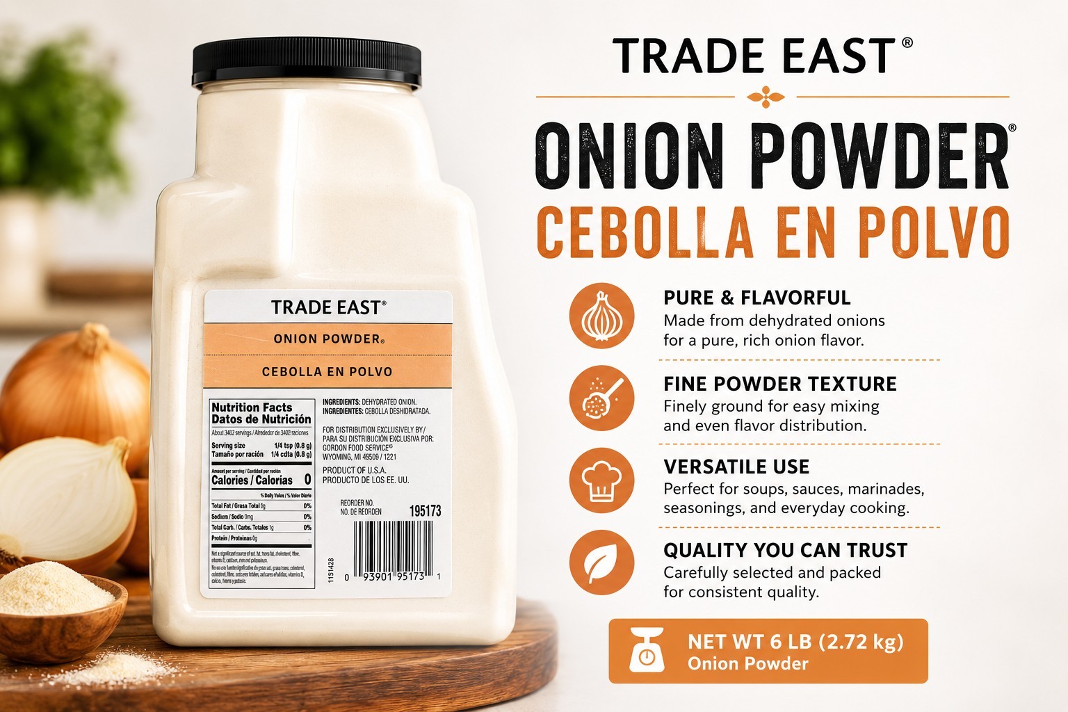 Trade East Onion Powder 6 lb Bulk Spice Bb 04/2029