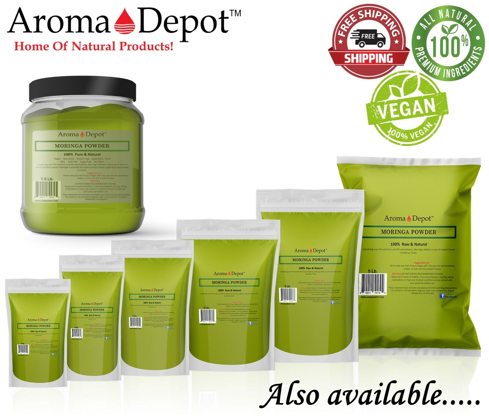 1 Lb. Moringa Powder / Ground Black Seed Powder Immune Booster Pack 100% Natural