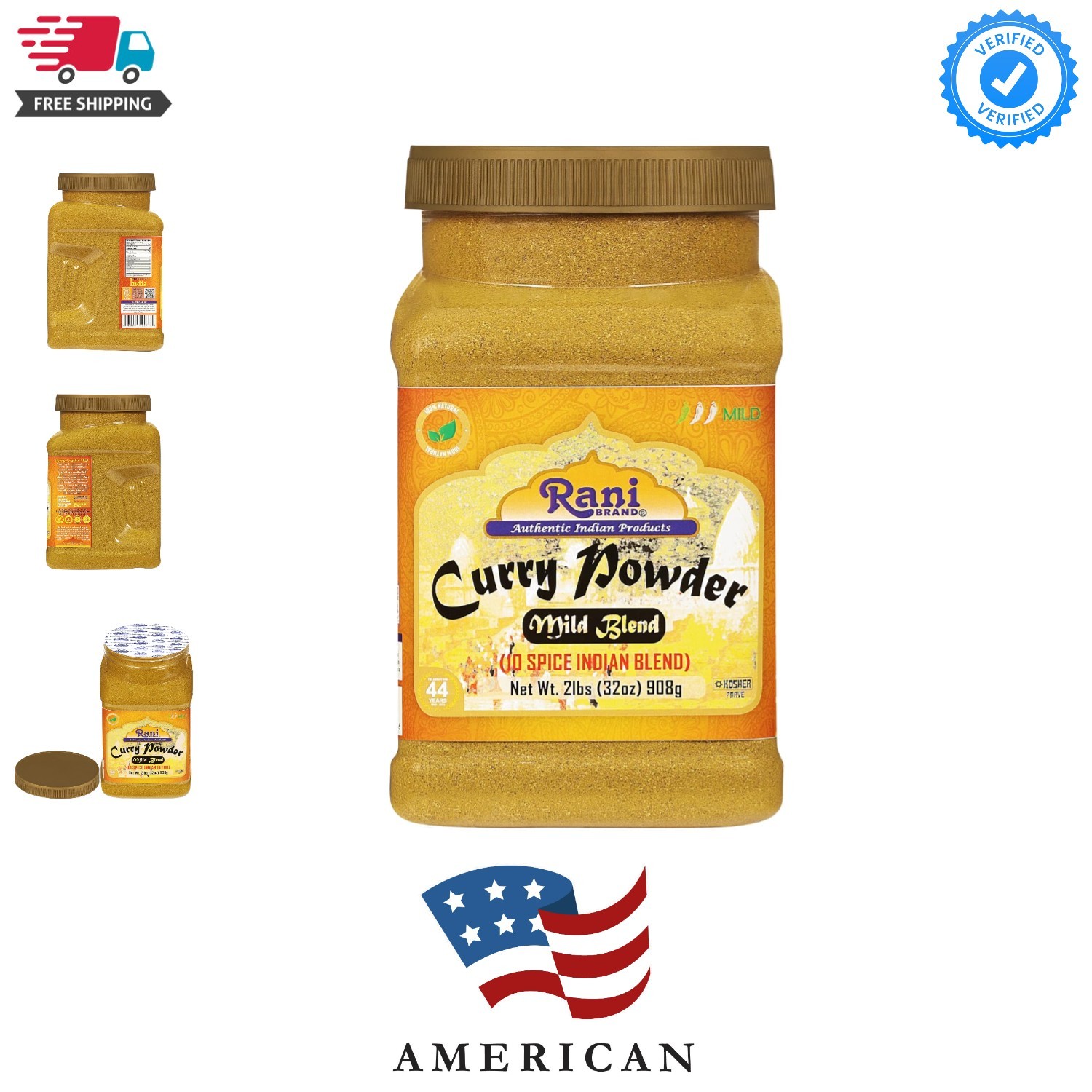 Rani Curry Powder Mild 10-Spice Authentic Indian Blend 2lbs 908g PET Jar ~ Al…
