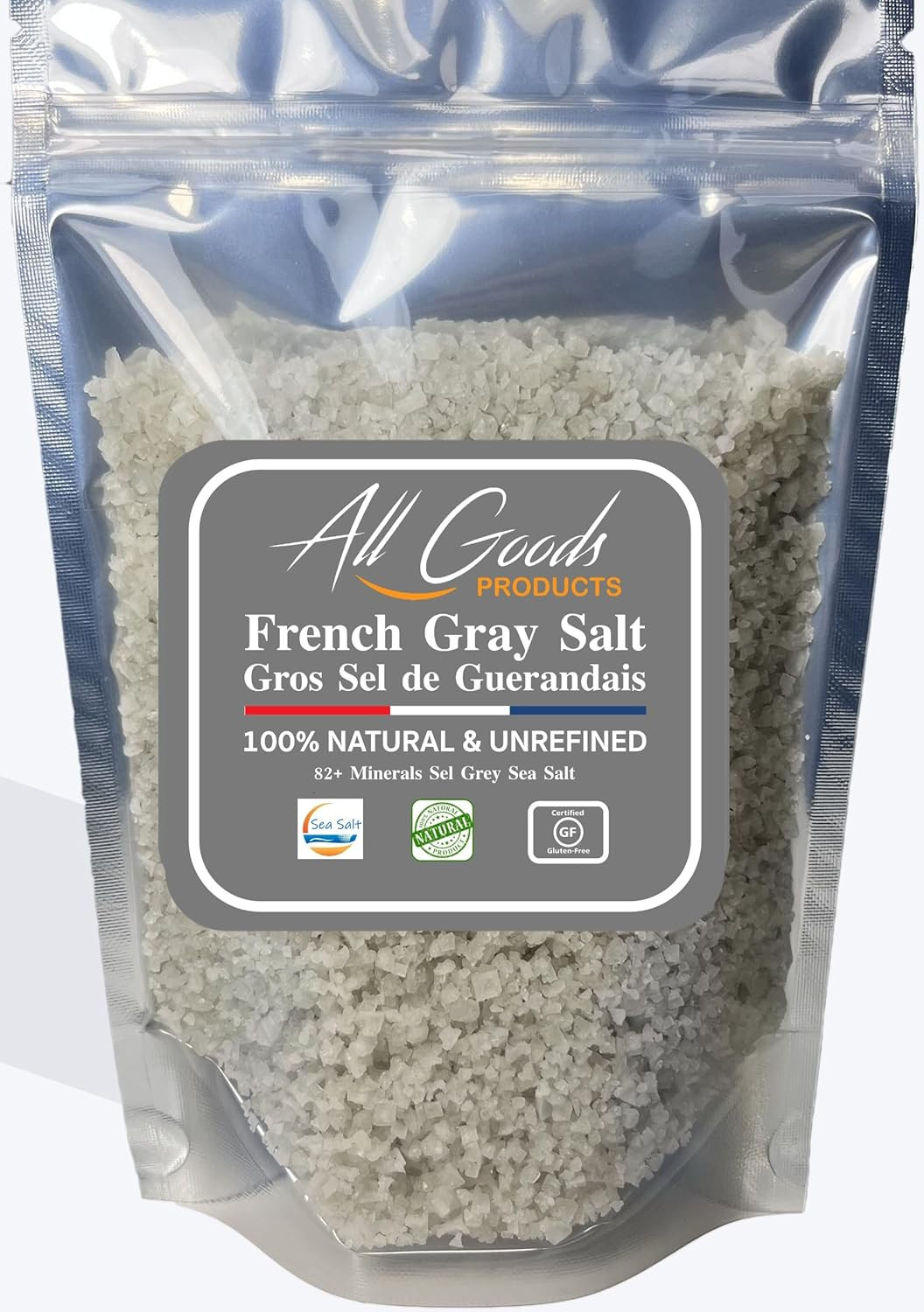 All Goods French Grey Sea Salt – Coarse 5 Oz, 82 Minerals, French Gray, Hand-Har