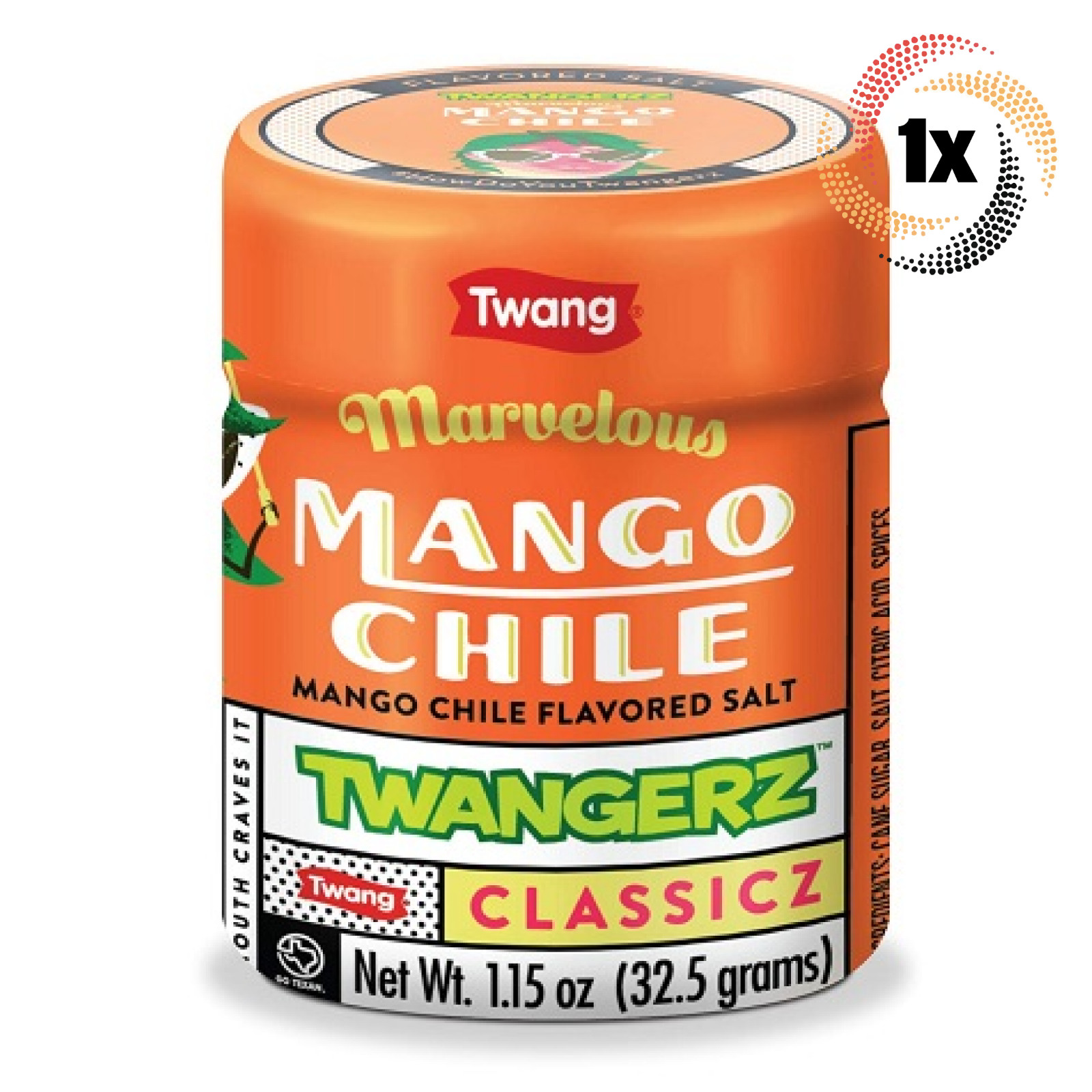 1x Shaker Twang Twangerz Classicz Mango Chile Flavor Salt Snack Topping | 1.15oz
