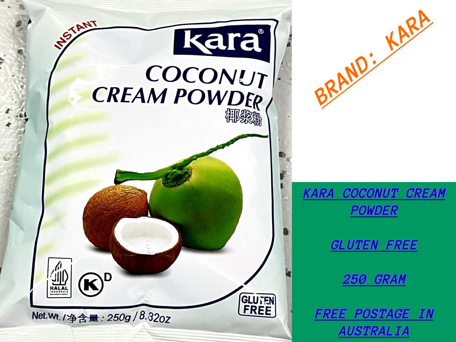 2 PACK Coconut Cream Powder 250 gm | Gluten Free | KARA | PRODUCT OF INDONESIA