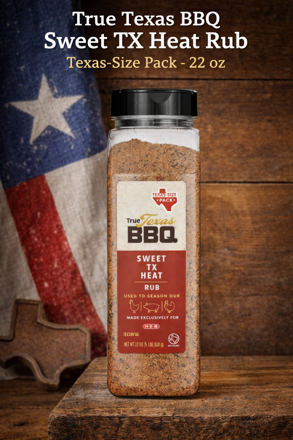 BBQ Seasoning – H‑E‑B Texas Originals Sweet TX Heat – Texas-Size Pack 22oz