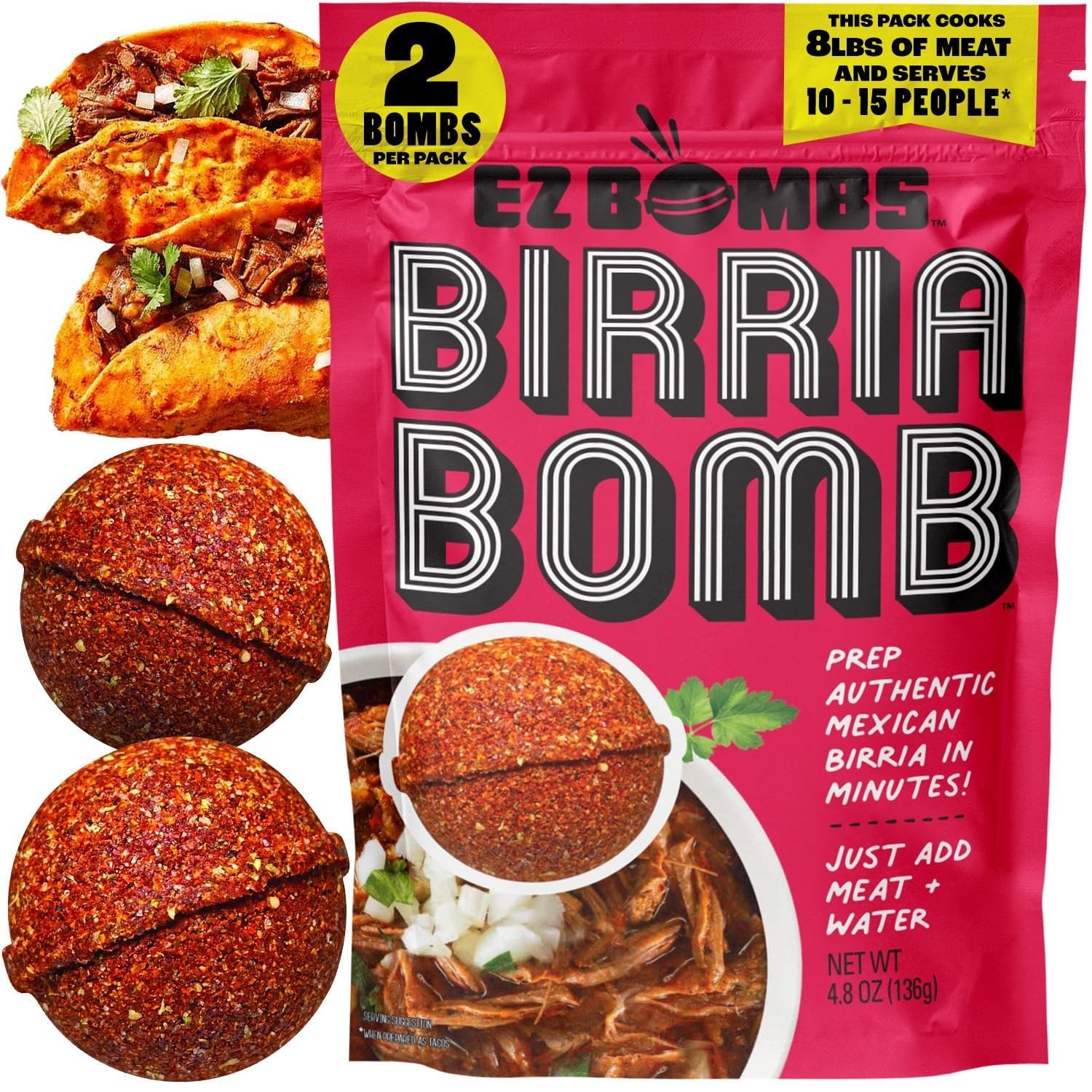 Pack of 2 Birria Bomb Spice Mix – Elevate Tacos, Burritos, and Nachos Easily