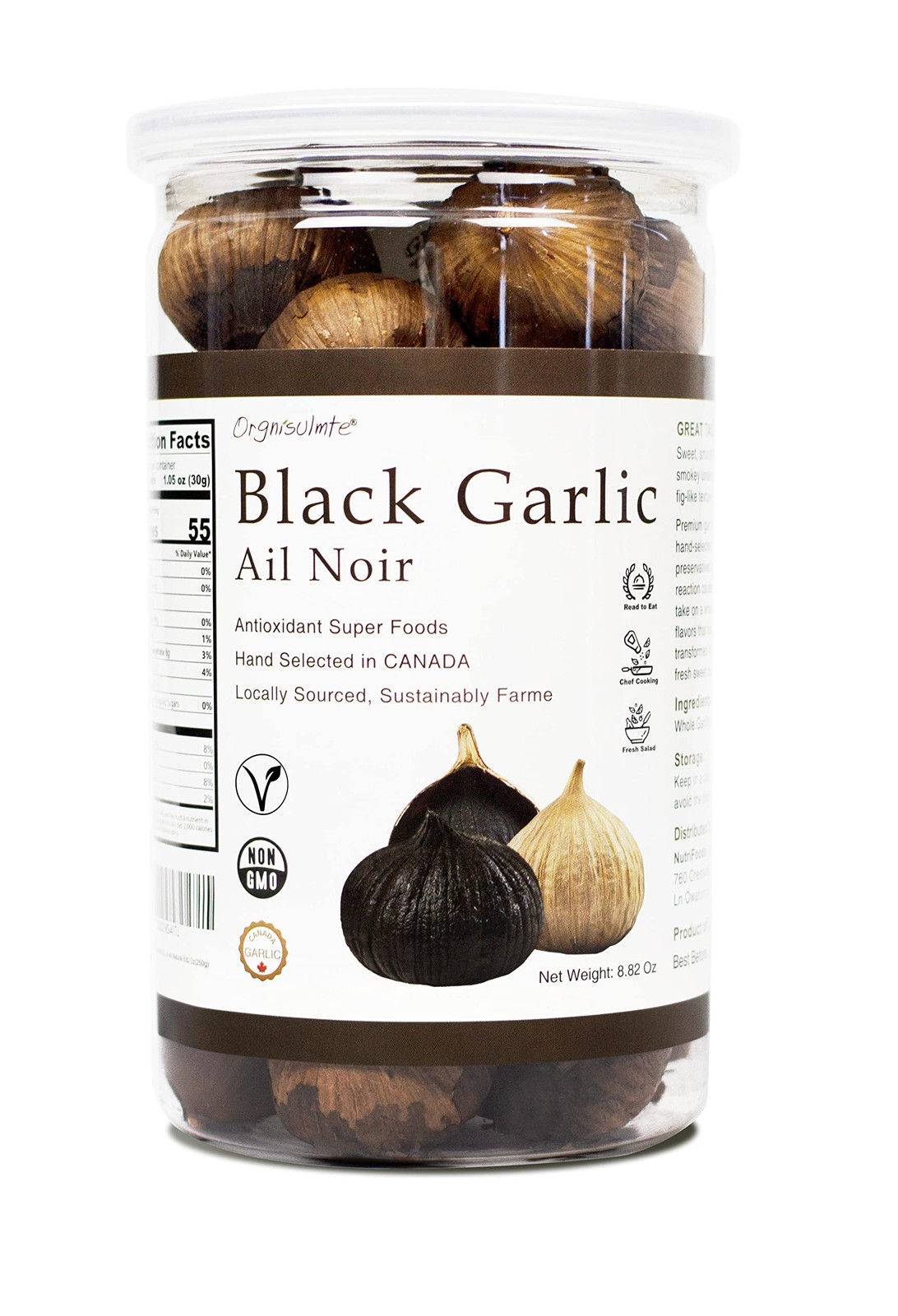 Orgnisulmte Black Garlic Made in Canada Whole 8.82 Ounce (Pack of 1)