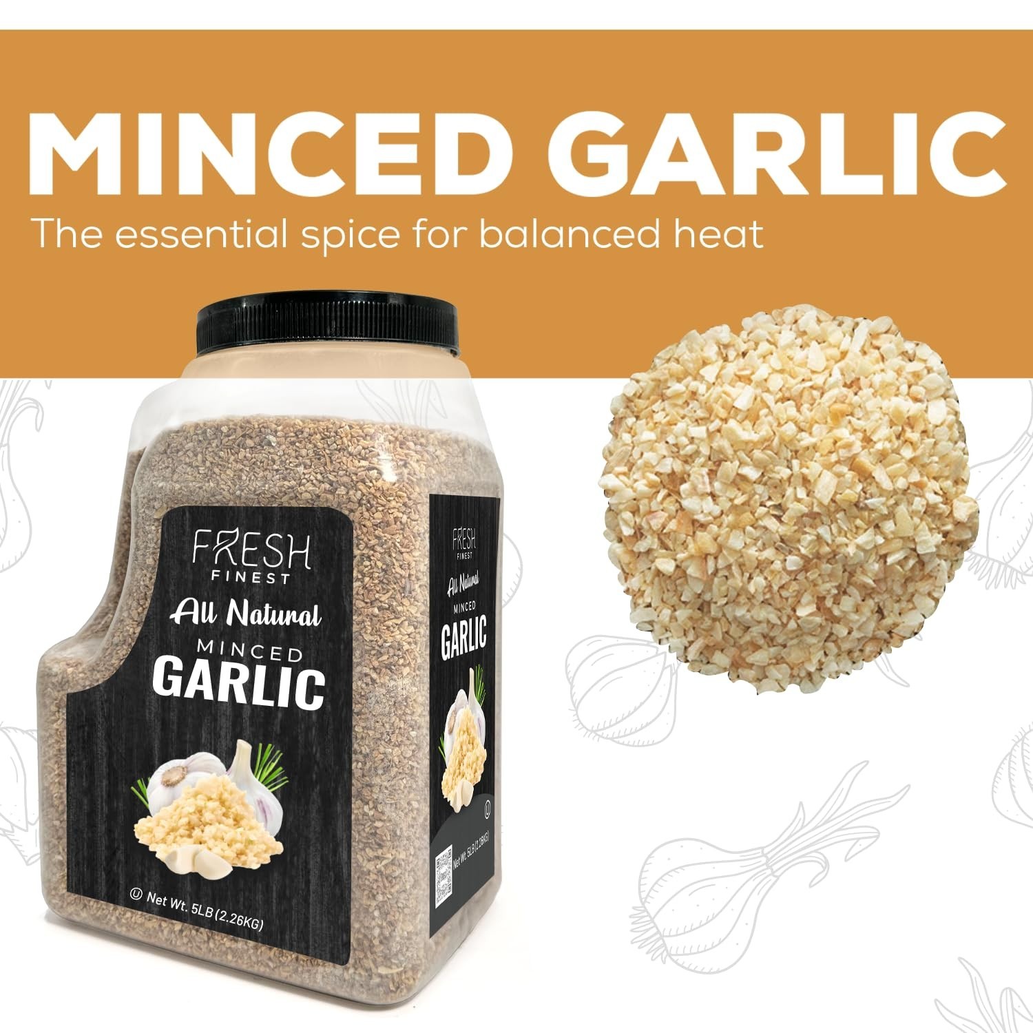 5 LB Fresh Finest Minced Garlic – Dried Garlic Flakes, Ready-to-Use Seasonings