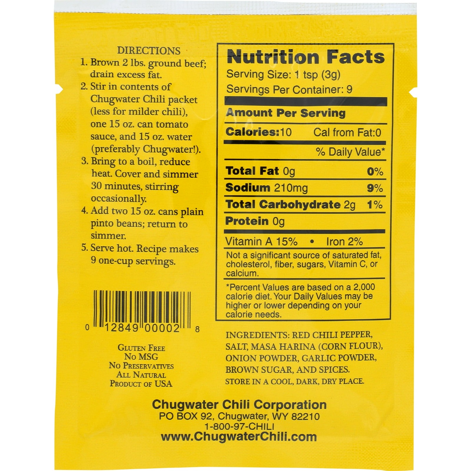 Chugwater Chili Seasoning Mix 1.0 oz (Pack of 24)