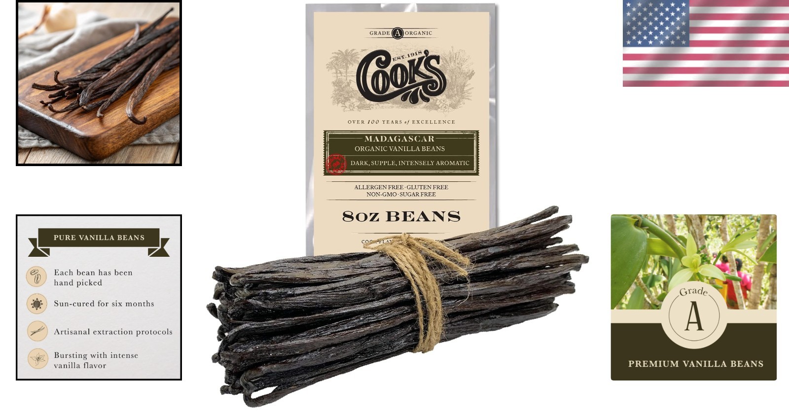 8 oz Madagascar Whole Vanilla Beans – Rich Flavor for Baking & Extracts