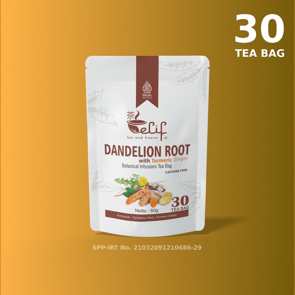 Dandelion Root Turmeric Ginger Tea 70g 30 Tea Bags Herbal Infusion