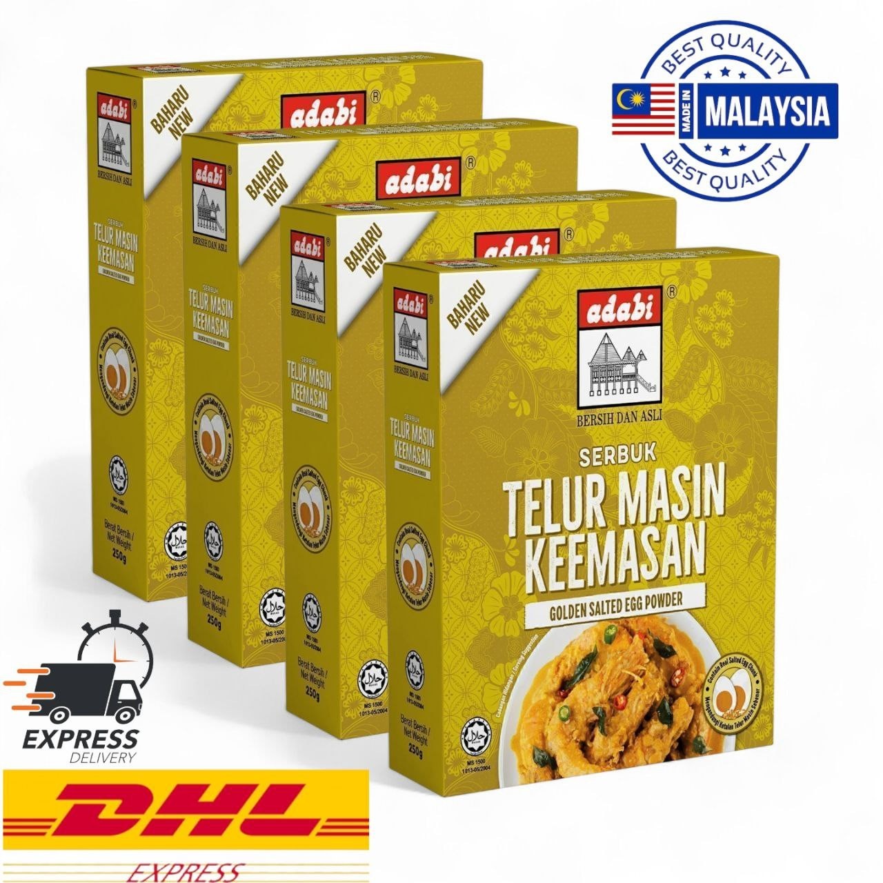 4 Packs Adabi 250g Golden Salted Egg Powder Halal Original Seasoning for Cooking