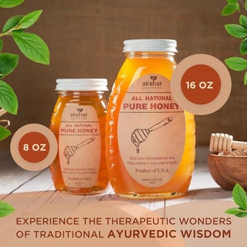 Pure Honey 16 Oz – All Natural USA Honey in Glass Jar – Smooth, Easy to Pour, Su
