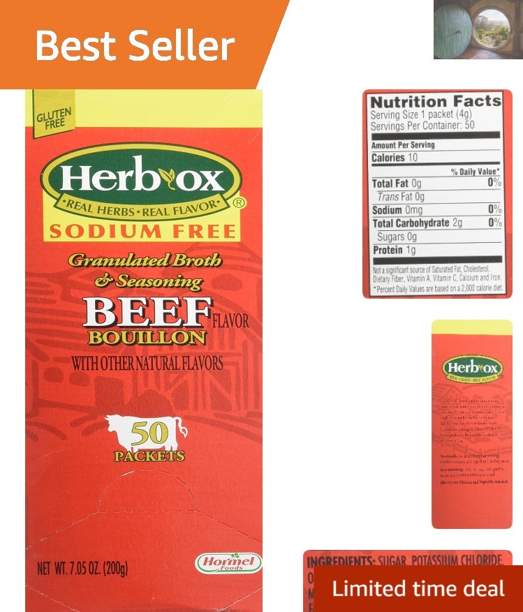 Savory Herb Ox Beef Bouillon – 50 Sodium-Free Packets for Gourmet Meals