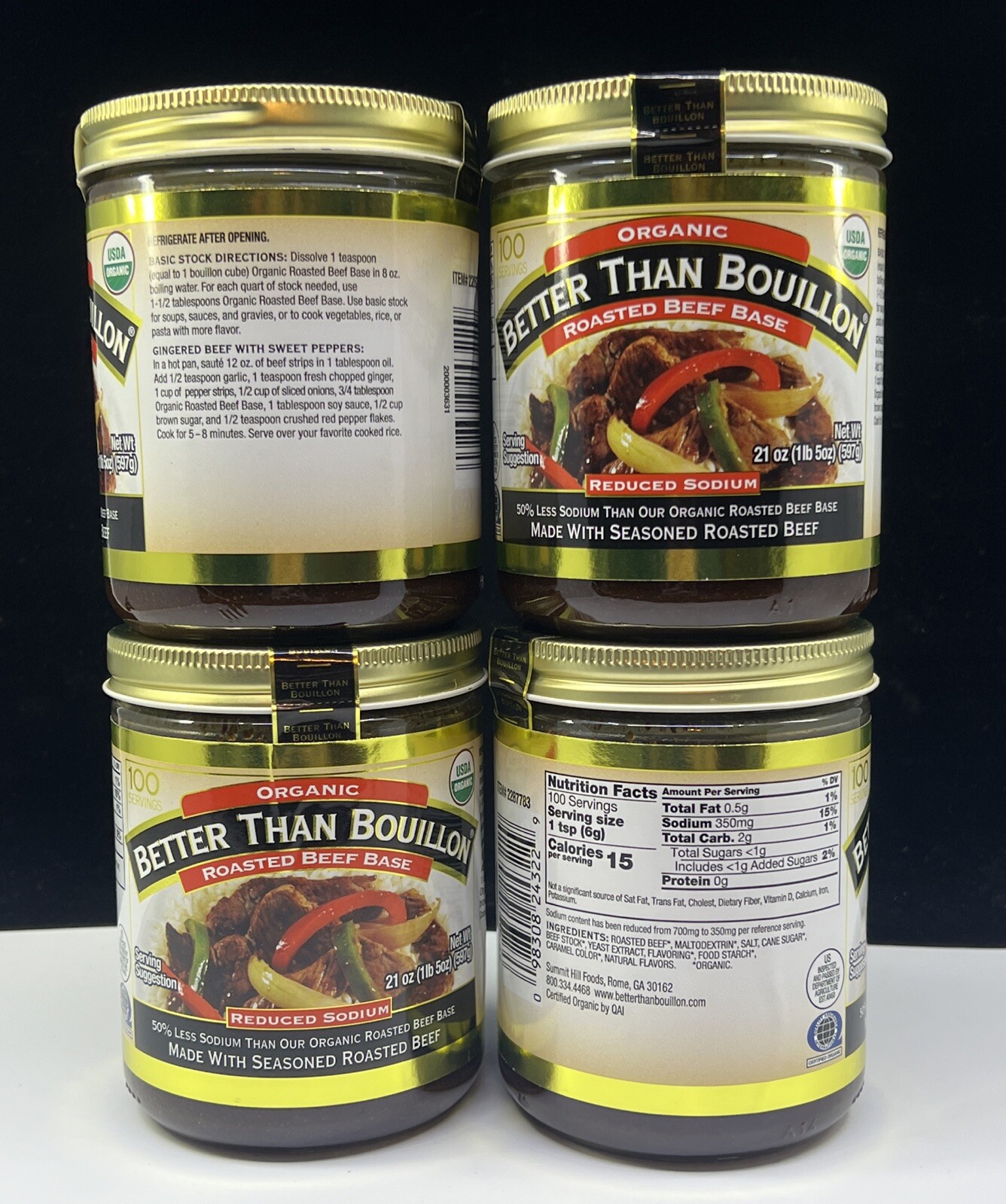 2 X Better Than Bouillon Organic Roasted Beef Base Jar JUMBO 21oz Reduced Sodium