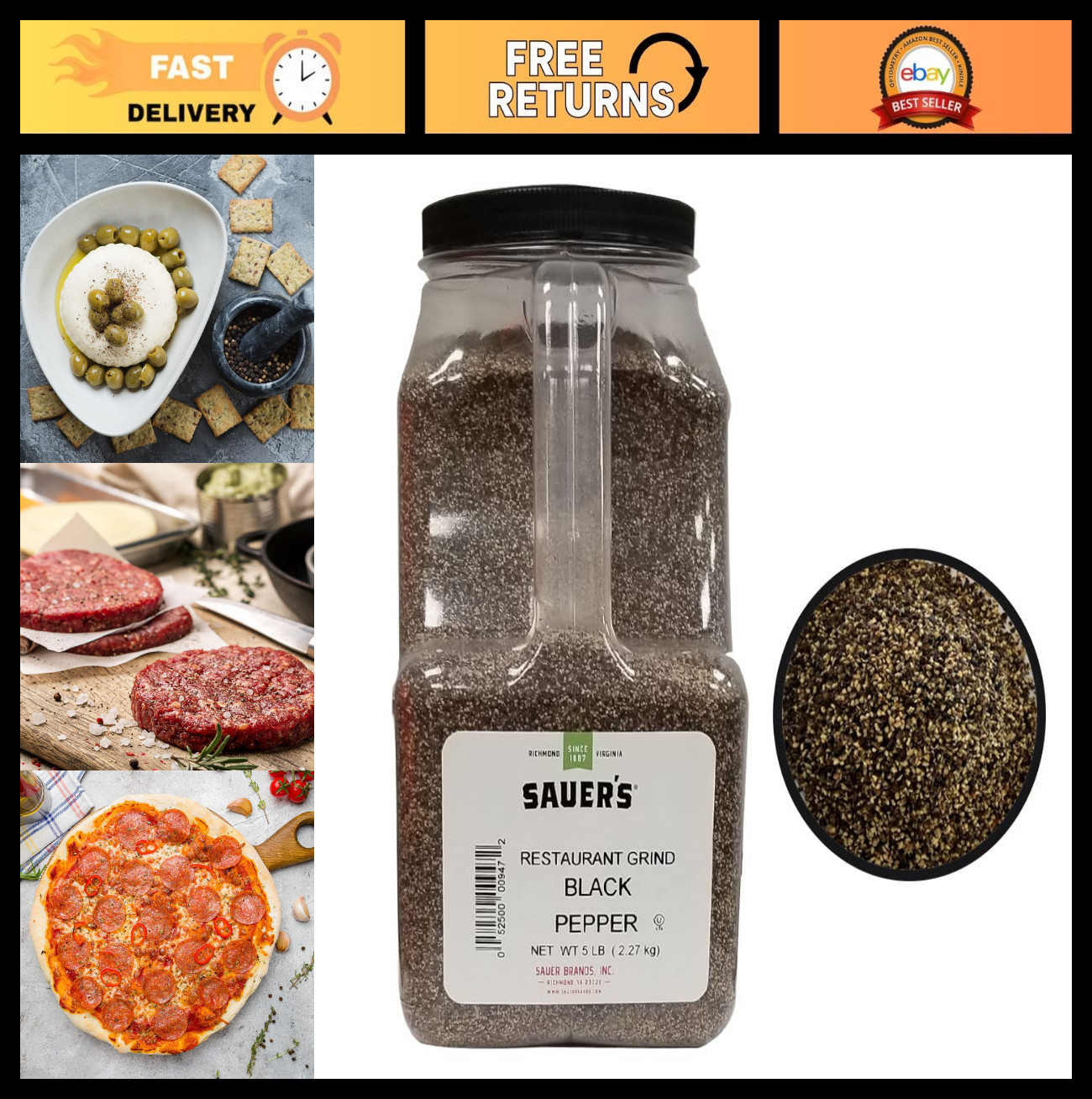Ground Black Pepper – Restaurant Table Grind, 5 lb Canister, Foodservice Essenti