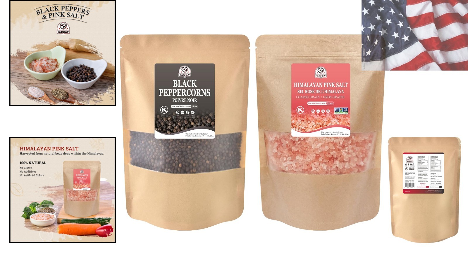 Whole Black Peppercorns 12 oz + Himalayan Pink Salt Coarse Grain 2 lb – Salt …
