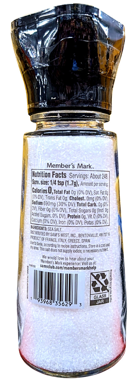 Member’s Mark Mediterranean Sea Salt Grinder 14.9 Oz EXP 08/2028