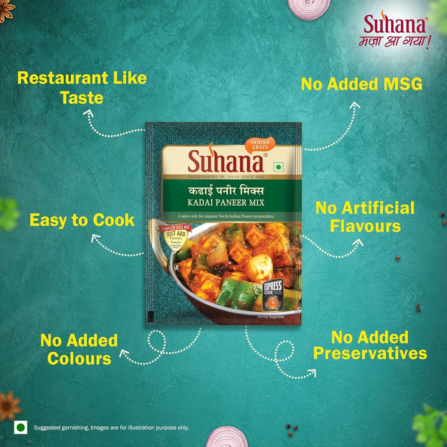 Suhana Kadai Paneer Mix no added colour Use for Quickly cooks in minutes