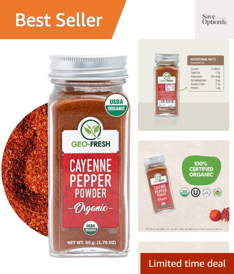 Spicy Organic Cayenne Pepper – 1.76 oz Certified Organic & Gluten-Free