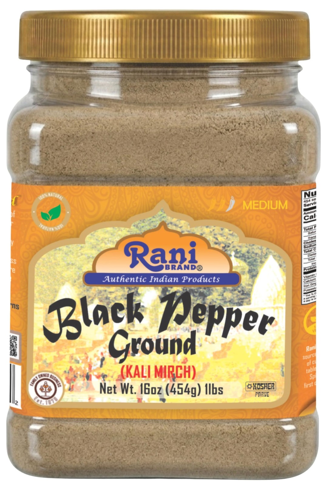 Rani Black Pepper Fine Powder 80 Mesh, Premium Indian 16oz (1lb) 454g PET Jar