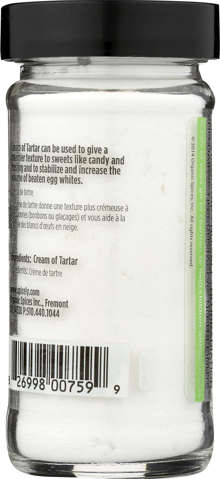 Cream Of Tartar 3 Oz Certified Gluten Free