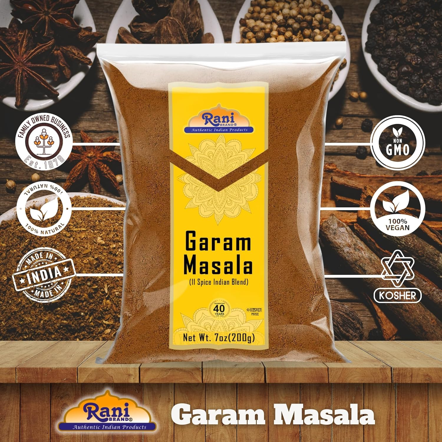 Rani Garam Masala Indian 11-Spice Blend 7oz (200g) ~ All Natural, Salt-Free | Ve