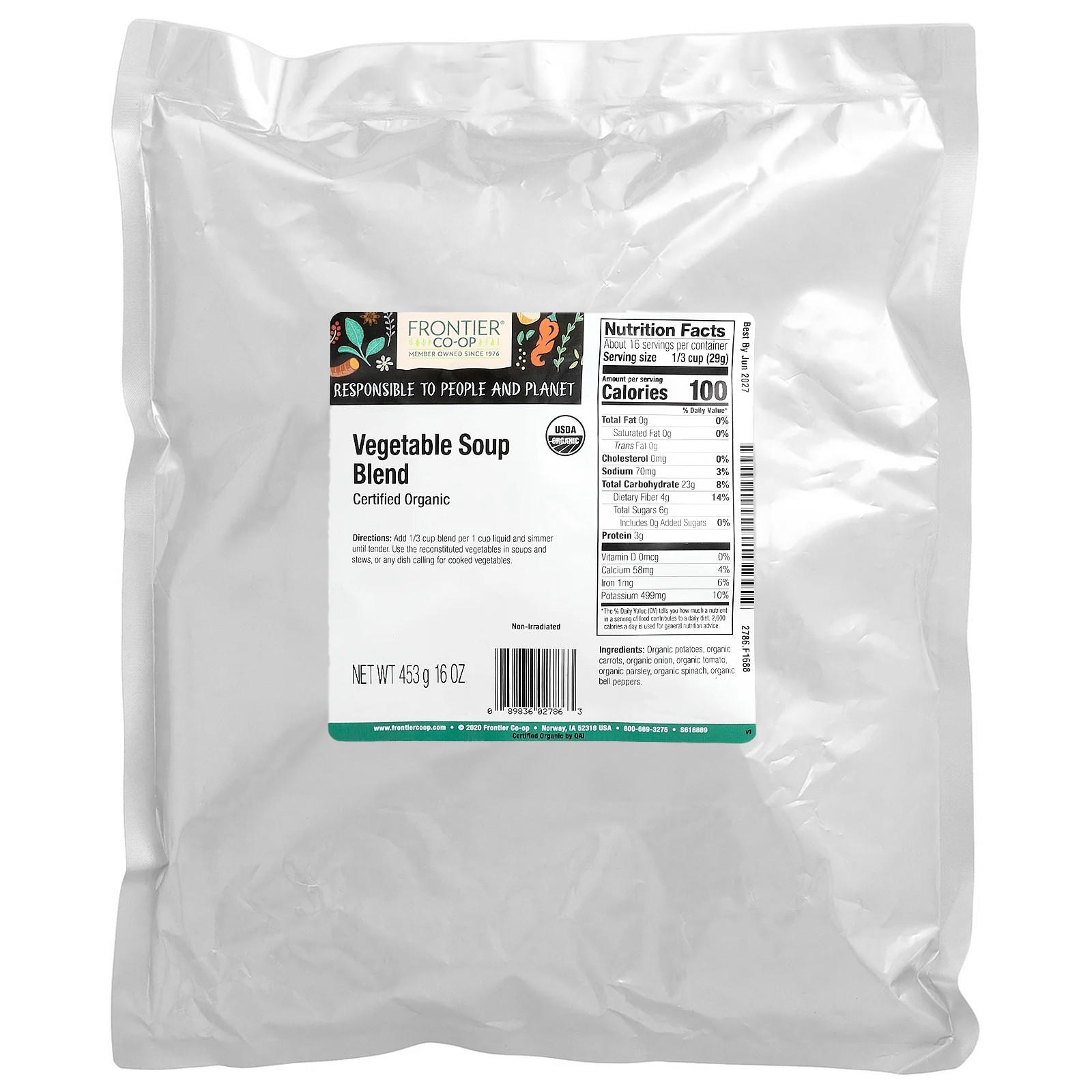 Frontier Natural Products Organic Vegetable Soup Blend 16 oz 453 g Organic