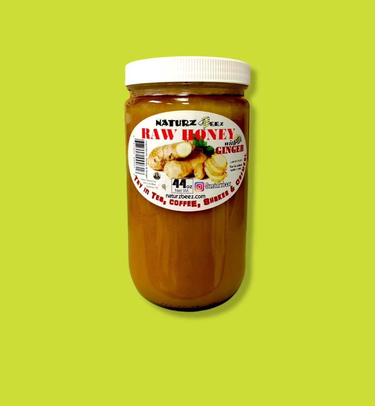 RAW HONEY with GINGER 44oz 100% PURE RAW UNFILTERED USA HONEY