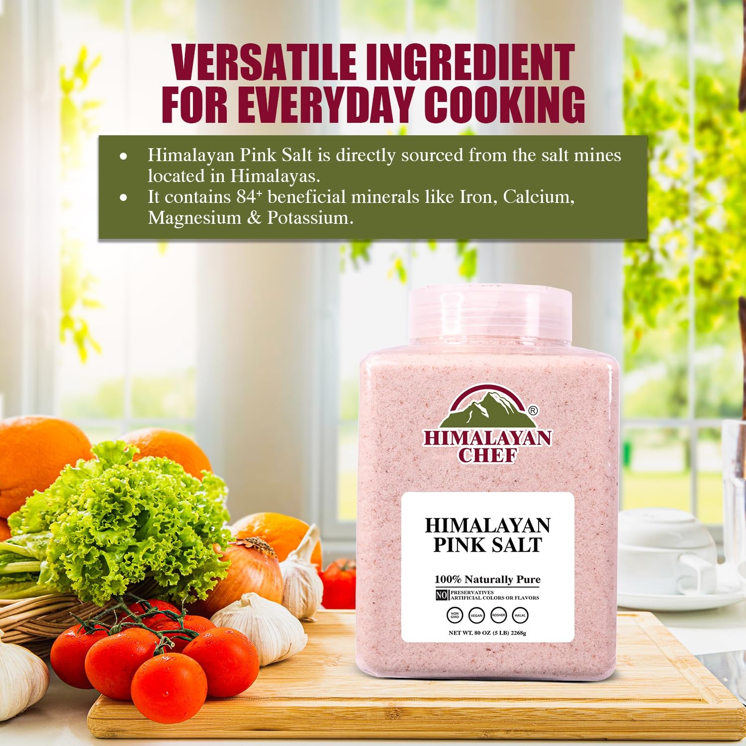 Himalayan Chef Pink Salt Fine Grain, 5 80 Ounce (Pack of 1),
