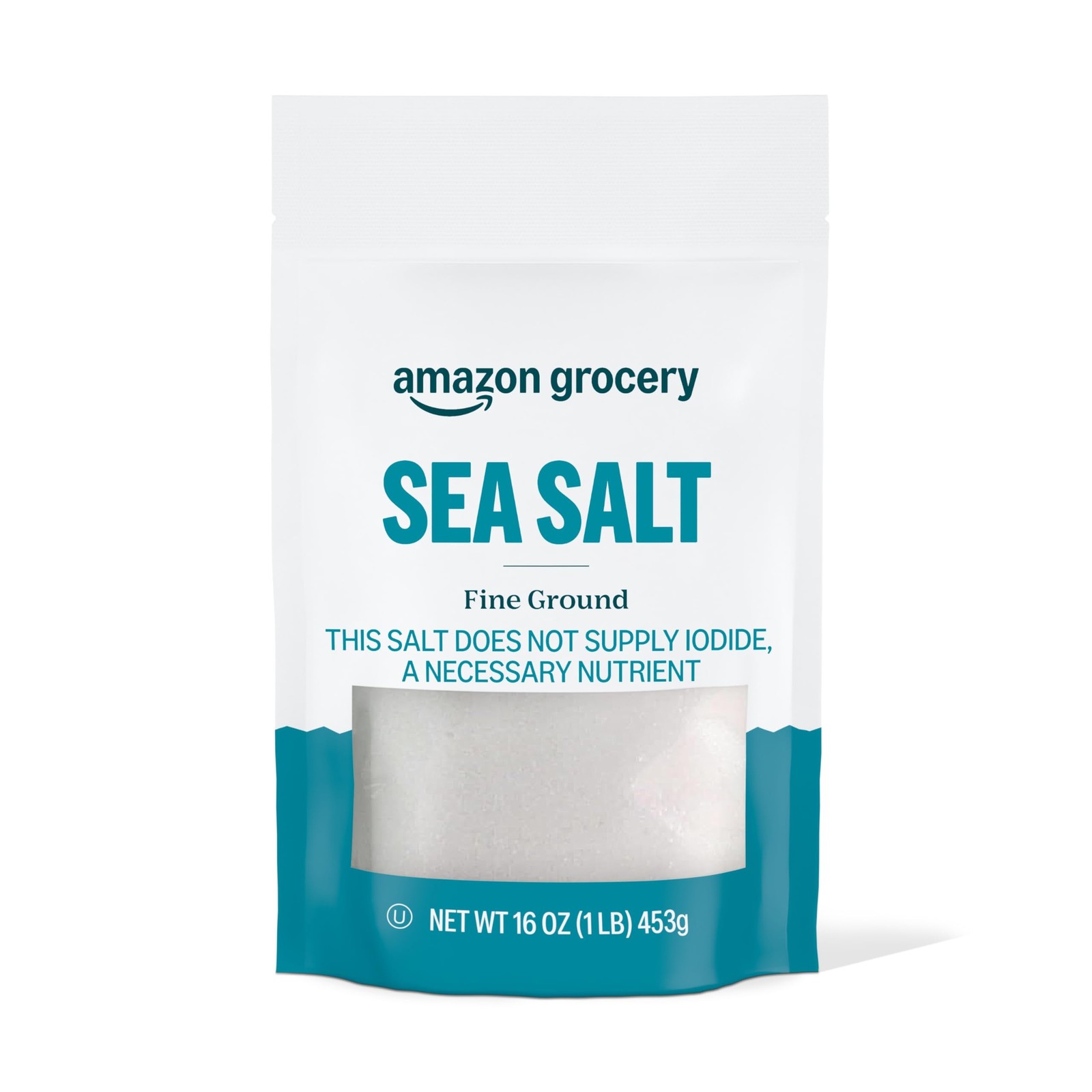 Amazon Grocery, Sea Salt, Fine Ground, 16 Oz 1 pound (Pack of 1)