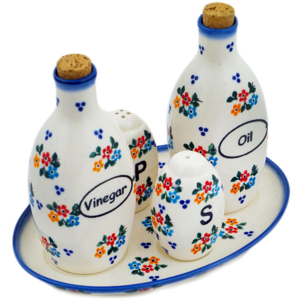 Polish Pottery Seasoning Set 9-inch Sweet Clusters UNIKAT Handmade Poland