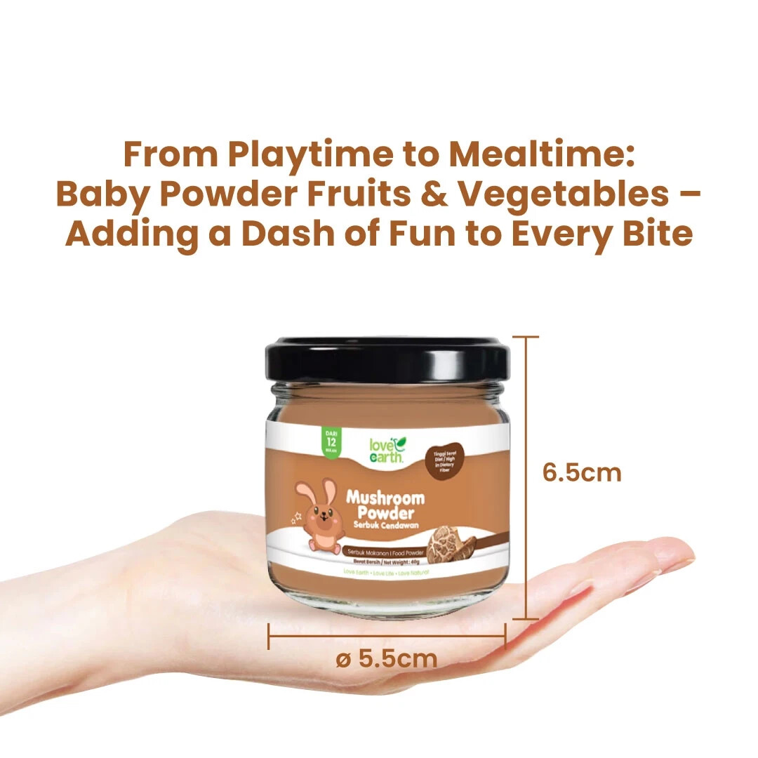 LOVE EARTH Organic Baby Powder Mushroom (Halal & 100% Natural) 40g