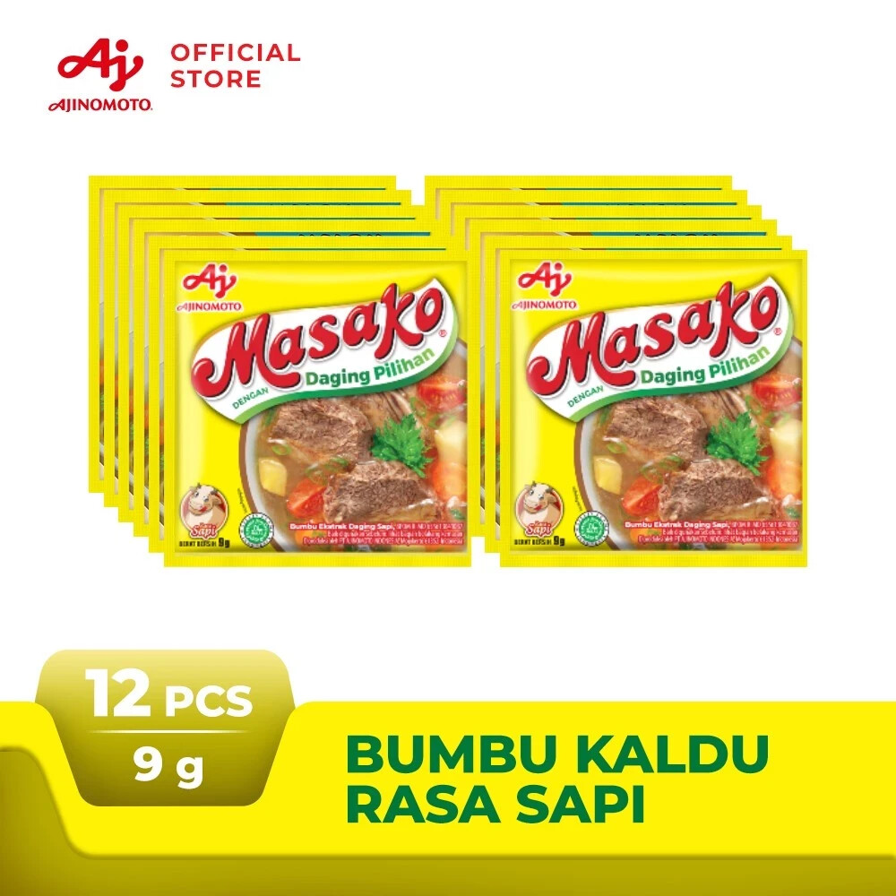 AJINOMOTO 1 Renteng Masako® Beef Stock Seasoning Pack 9g (12 pcs)