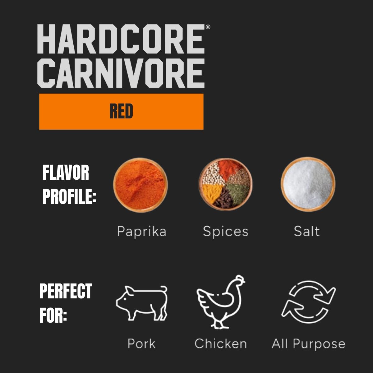 Hardcore Carnivore Red All Purpose Seasoning 11 oz Shaker TexasMade, for Pork…