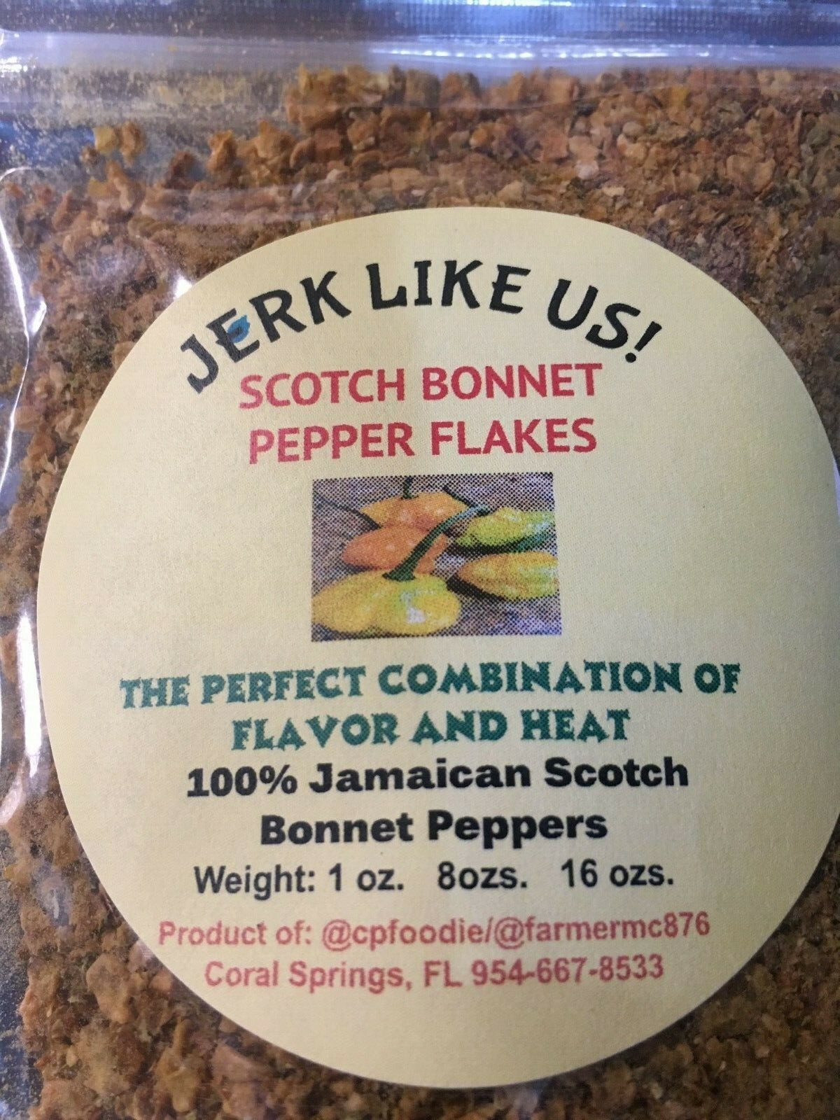 100% Pure Jamaican Scotch Bonnet Pepper Flakes 1 oz packet or 2 oz bottle sealed