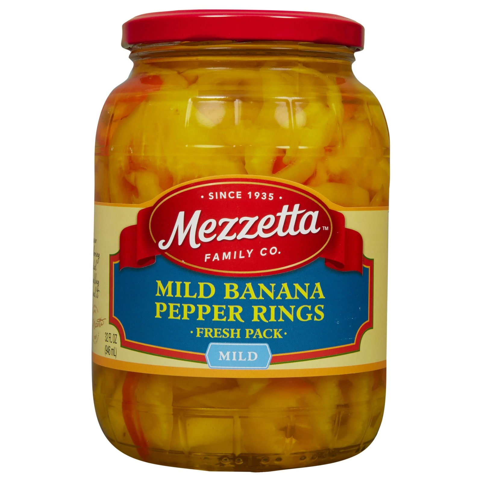 (Pack of 6) Mezzetta Pepper Ring Banana Wax De Peppers 32 Oz