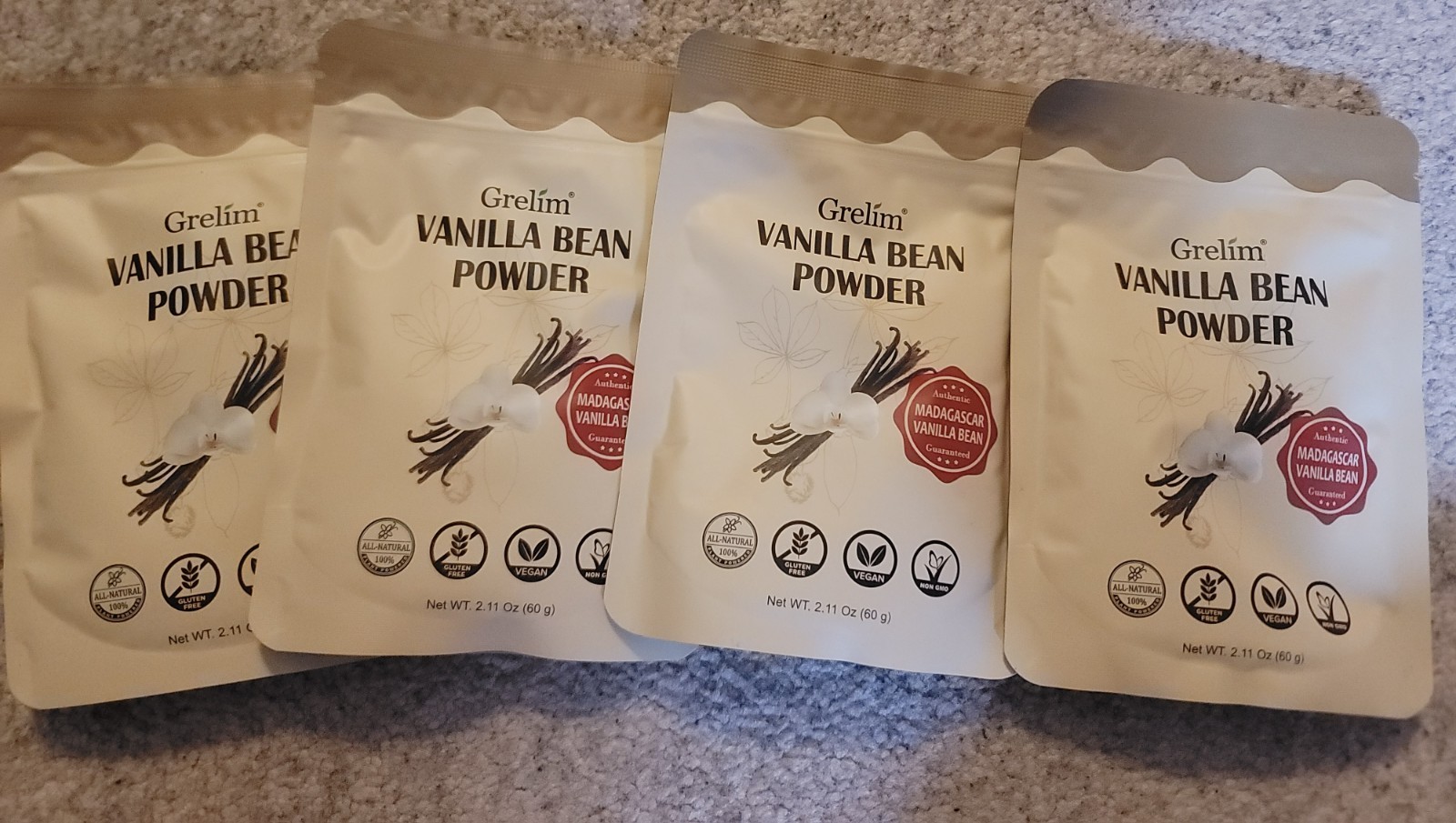 4 PACK – Grelim 100% Pure Ground Madagascar Vanilla Bean Powder – No Additives
