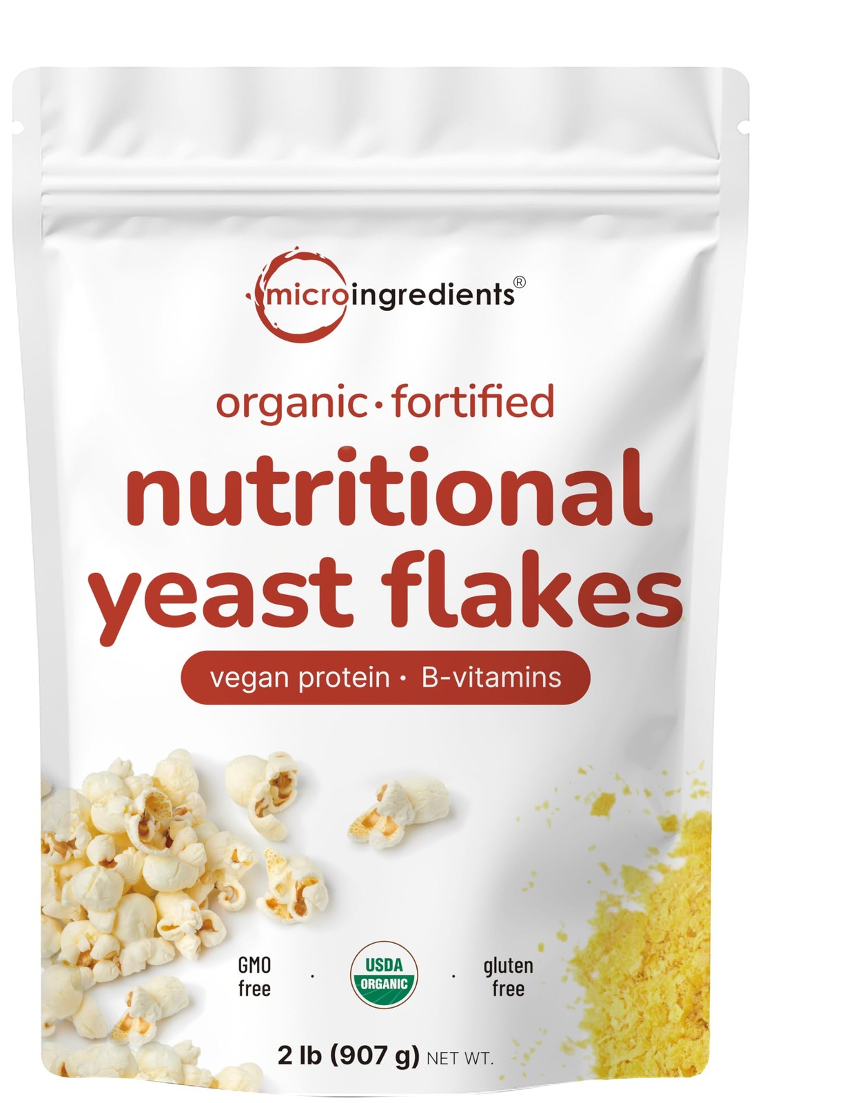 Organic Fortified Nutritional Yeast Flakes, 2Lb (32Oz) | Rich in Vegan Protein