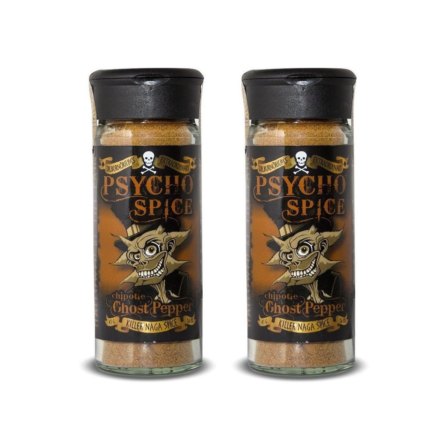 Psycho Spice Seasoning Duo 45g Chipotle Ghost Chilli Pepper Rub Dr Burnorium